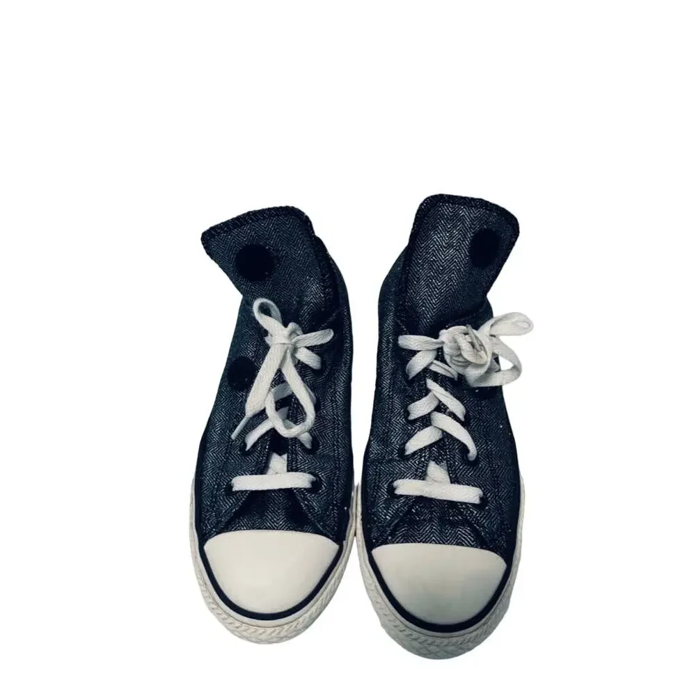 Converse All Star Mega Tongue Ox Shoes Sneakers Black Shimmer 632573F Jr. Size 2